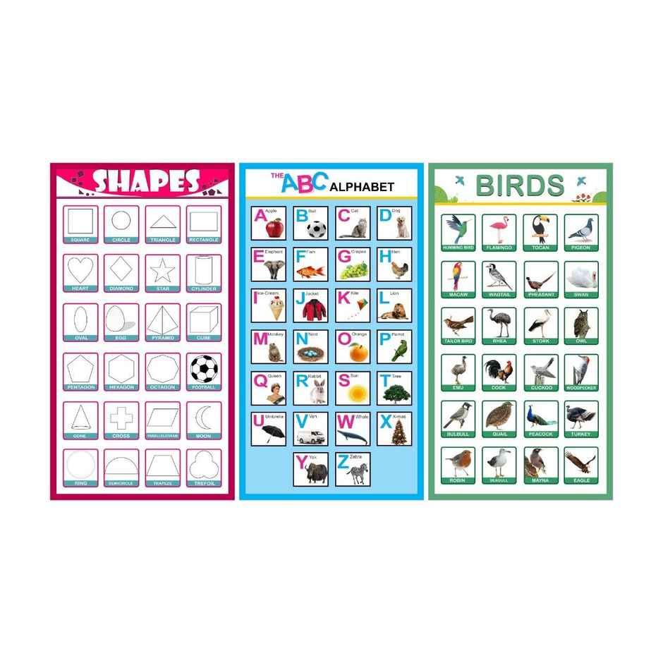 Paper Plane Design Kids Early Learning Educational Posters | Set Of 10 | Size 12 x 18 Inch | D15