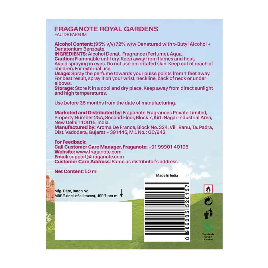Fraganote Royal Gardens Unisex Eau De Perfume | Perfume for Him & Her