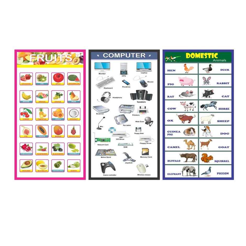 Paper Plane Design Kids Early Learning Educational Posters | Set Of 10 | Size 12 x 18 Inch | D15