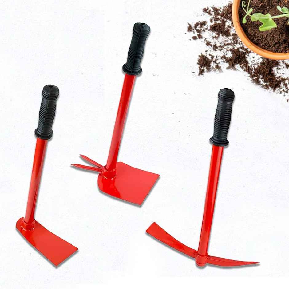 Cinagro Garden Tools - 3 Pcs | Hoe | Tiller and Hand Hoe with 2 Prongs