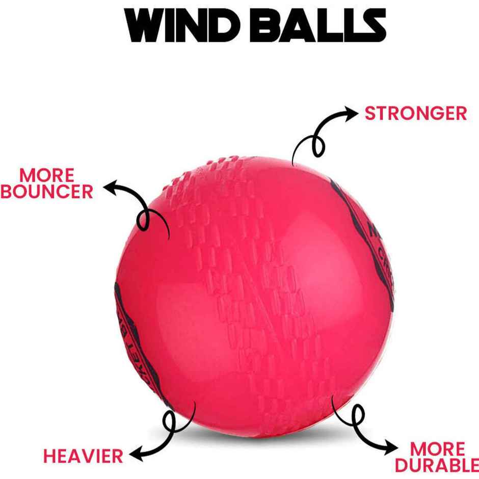 Mayor Cricket Wind Ball For Indoor & Outdoor Street Cricket Rubber Ball (Pink)