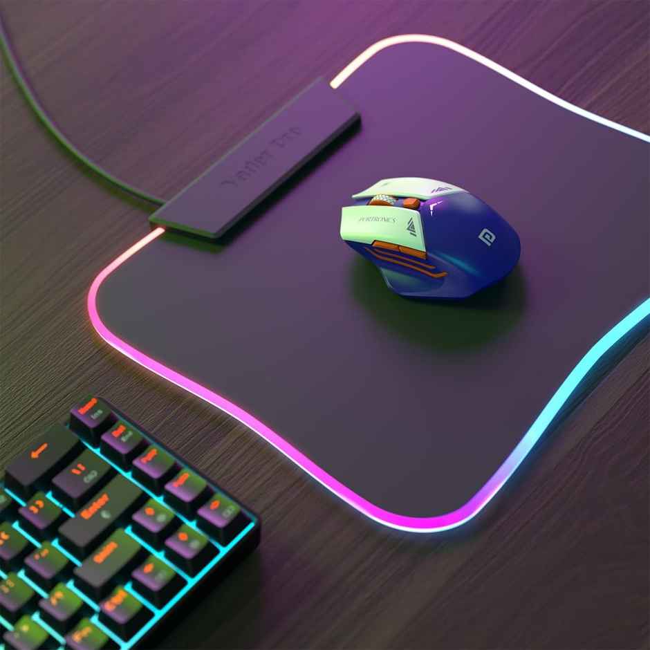 Portronics Vader Pro Wireless Gaming Mouse with 2.4 GHz Receiver, 6 Buttons, Thumb Support, High-Precision Tracking, Ergonomic Comfort, Adjustable Optical DPI for Laptop, PC, Mac - Indigo Blue