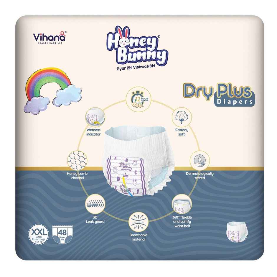 Honey Bunny Super Soft Dry Plus Pant Style Diaper | 2XL | 48 pcs