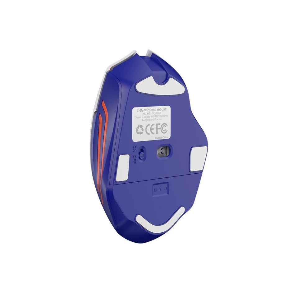 Portronics Vader Pro Wireless Gaming Mouse with 2.4 GHz Receiver, 6 Buttons, Thumb Support, High-Precision Tracking, Ergonomic Comfort, Adjustable Optical DPI for Laptop, PC, Mac - Indigo Blue