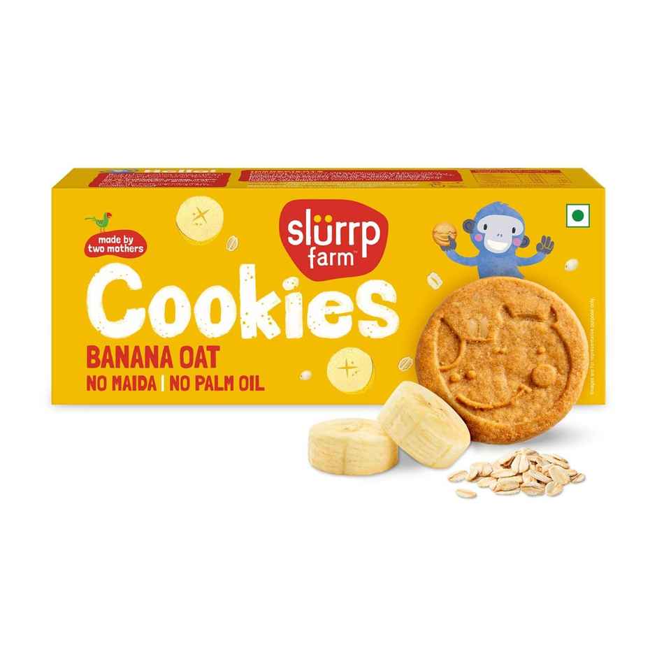 Slurrp Farm No Maida Milky Choco Chip Cookies - Yummy Biscuits For Kids (80g) & Slurrp Farm No Maida No Palm Oil Banana Oat Cookies | Yummy Biscuits For Kids (1pc) Combo