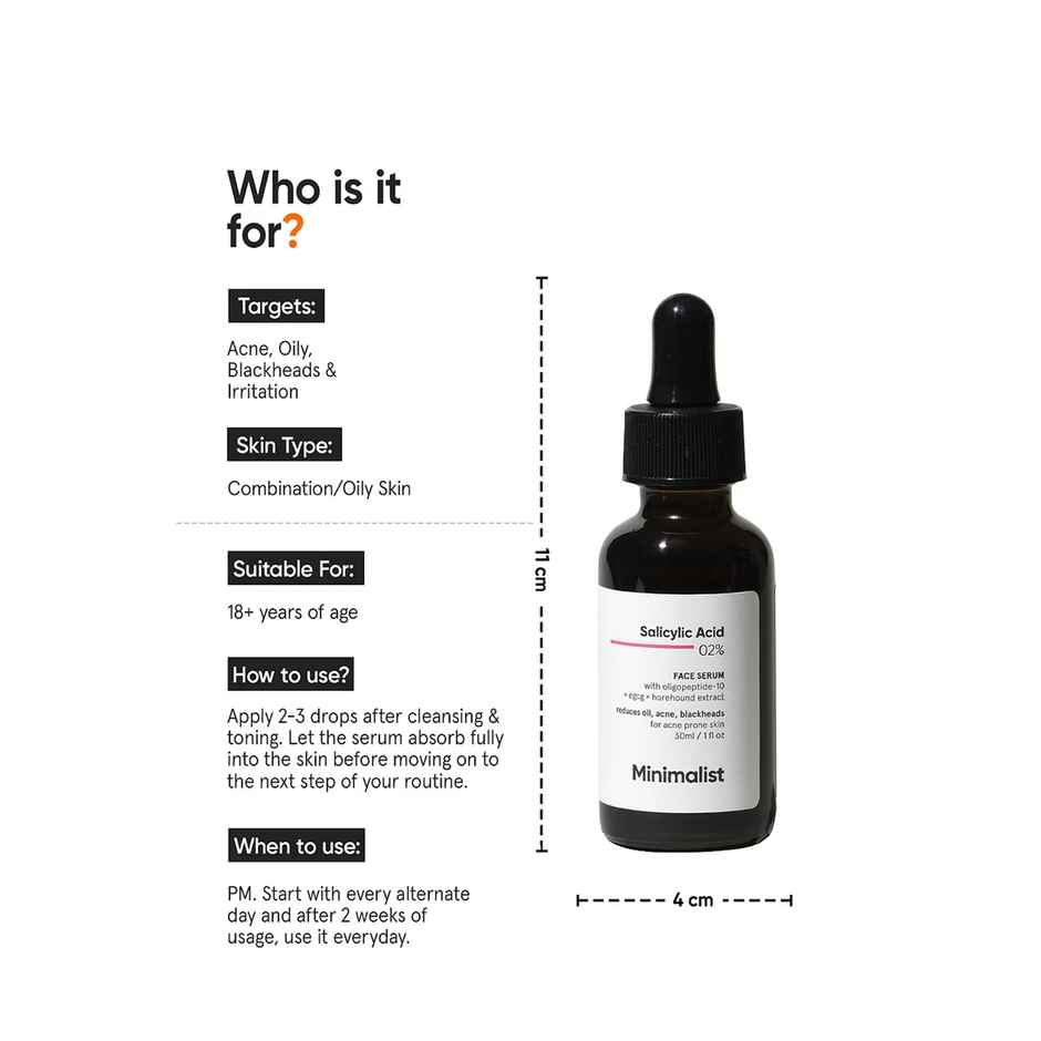 Minimalist Salicylic Acid 2% For Acne Backheads And Oil Control Serum For Men & Women