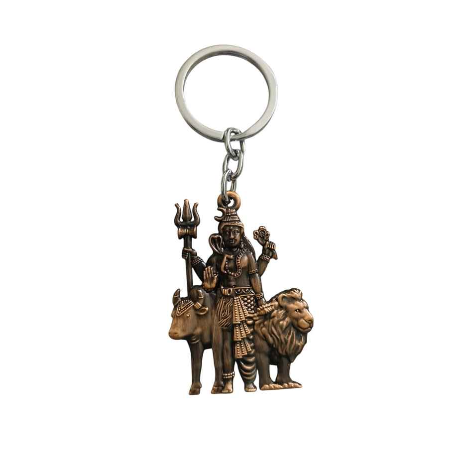Samsidhi Pooja Lord Shiva Parvati Ardhanareswar Double Sided Metal Keychain| Assorted