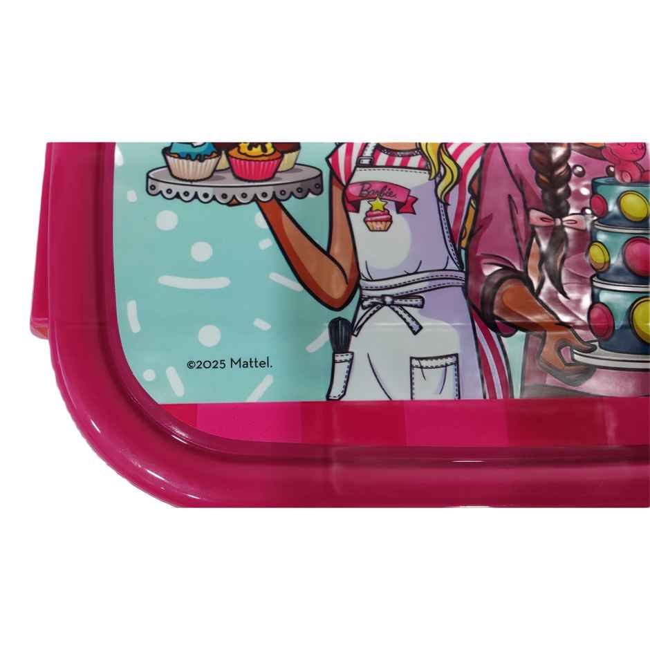 Striders Barbie Single Compartment Lunch Box With Cutlerys Multicolor | 310 ml