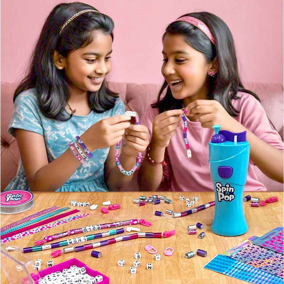 Imagimake Spin N Pop Bracelet Kit | Jewelry Craft Toy | Creative Art Gift for Kids