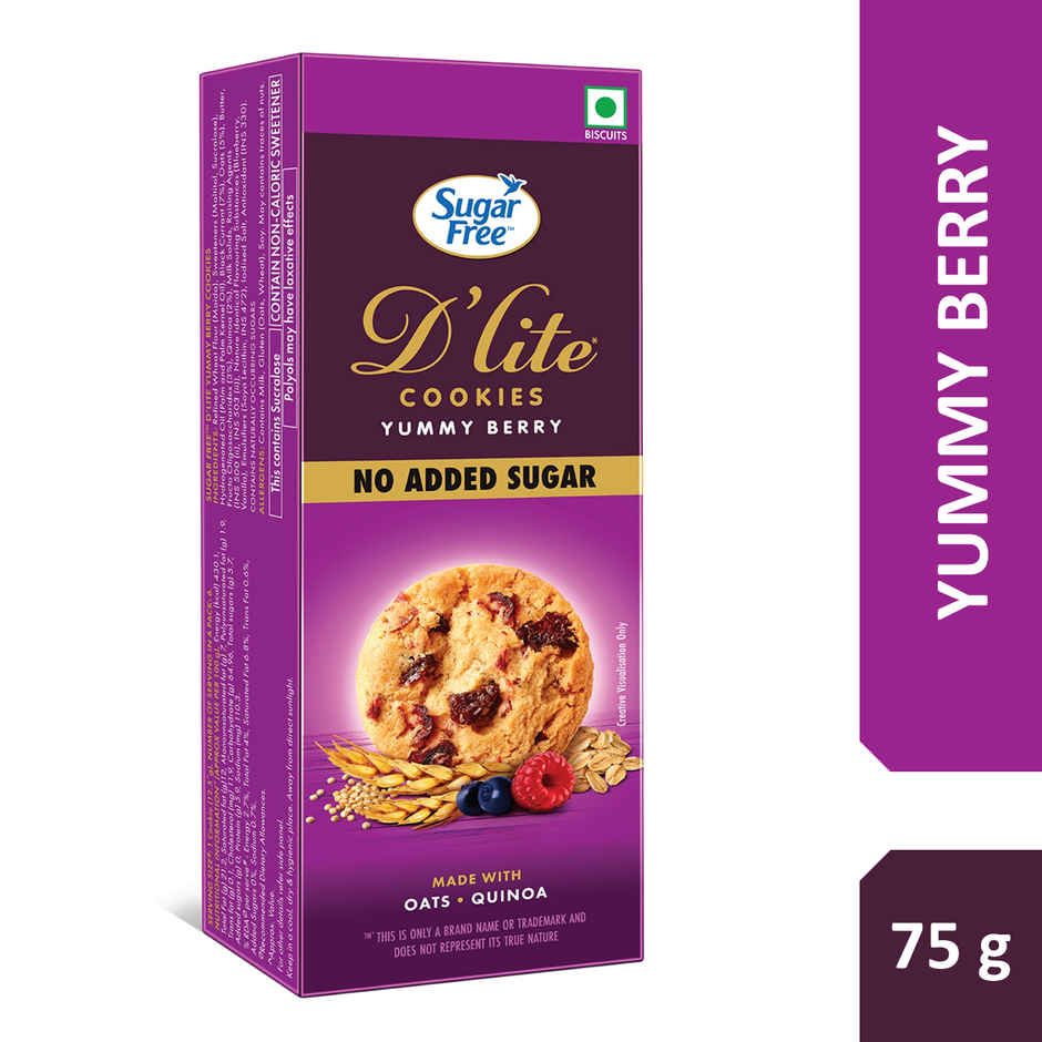 Sugar Free D'lite Yummy Berry Cookies | Zero Added Sugar | Made With Oats & Quinoa