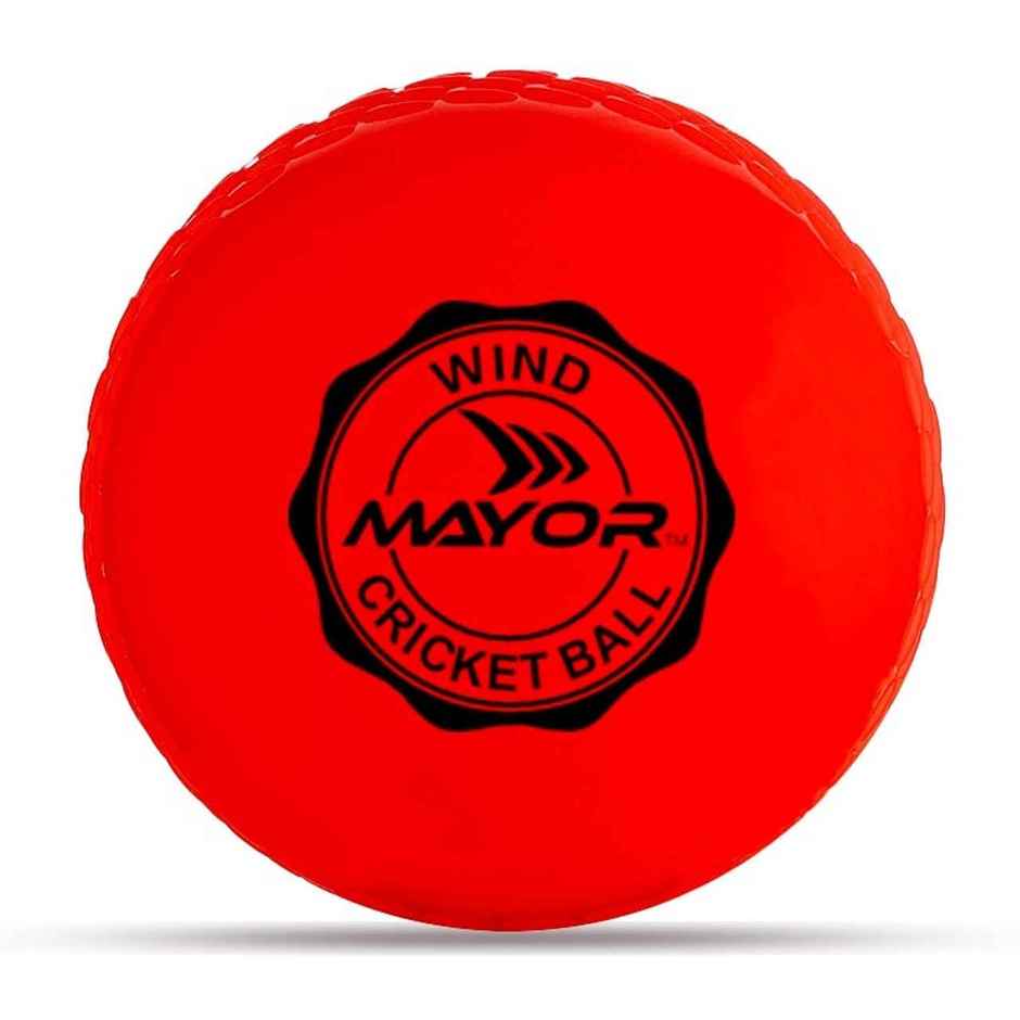 Mayor Cricket Wind Ball For Indoor & Outdoor Street Cricket Rubber Ball (Red)