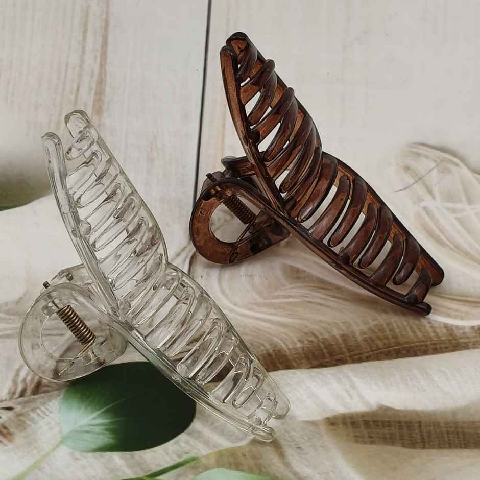 The Opal Factory Hair Accessories | Large R Nonslip Hair Jaw Clip | Brown & White Translucent