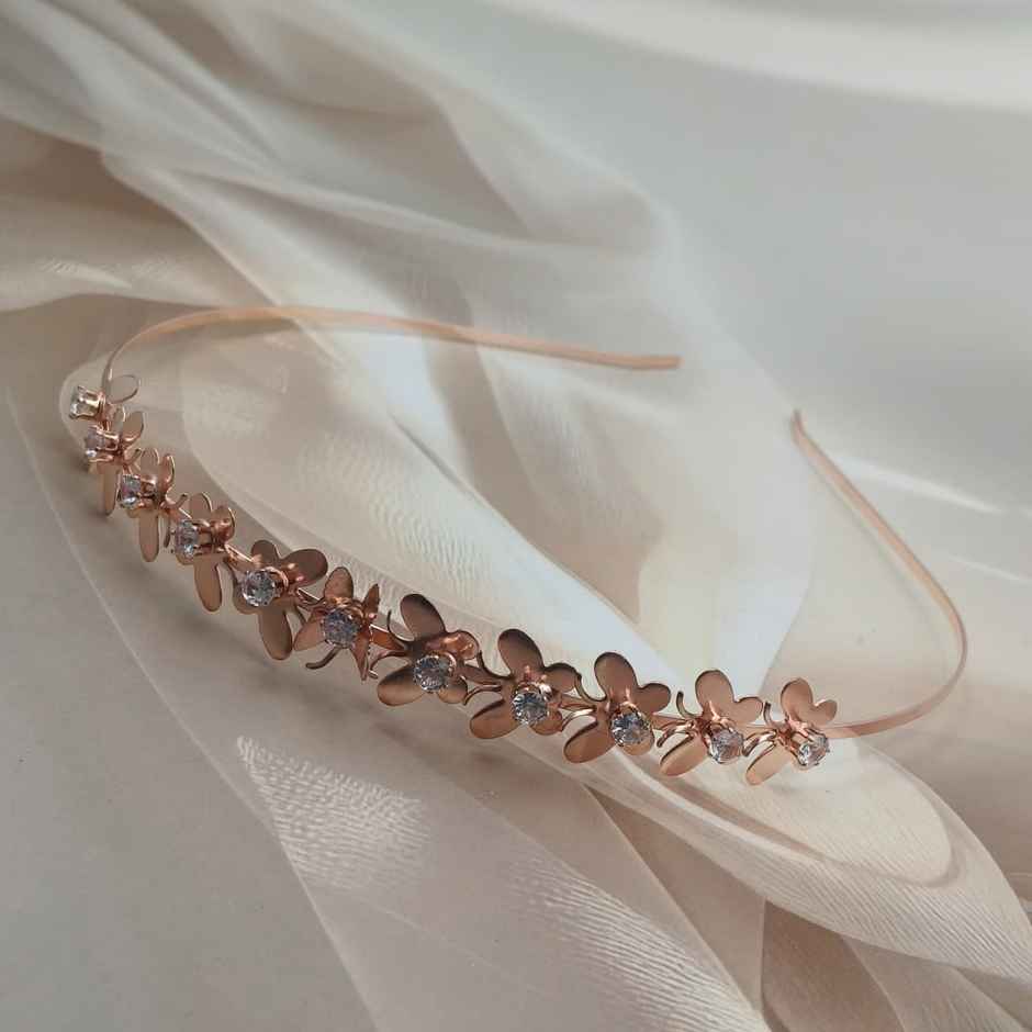 The Opal Factory Hair Accessories | Butterfly Diamante Hair Band for Girls - Rosegold