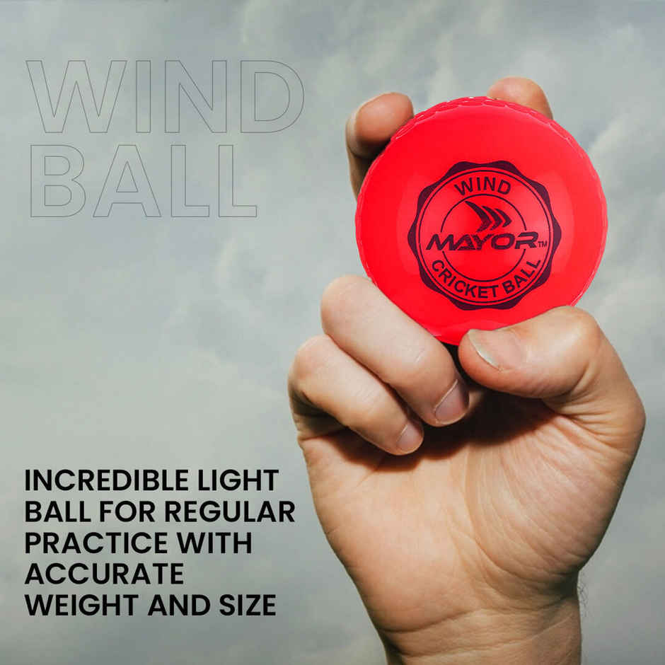 Mayor Cricket Wind Ball For Indoor & Outdoor Street Cricket Rubber Ball (Red)