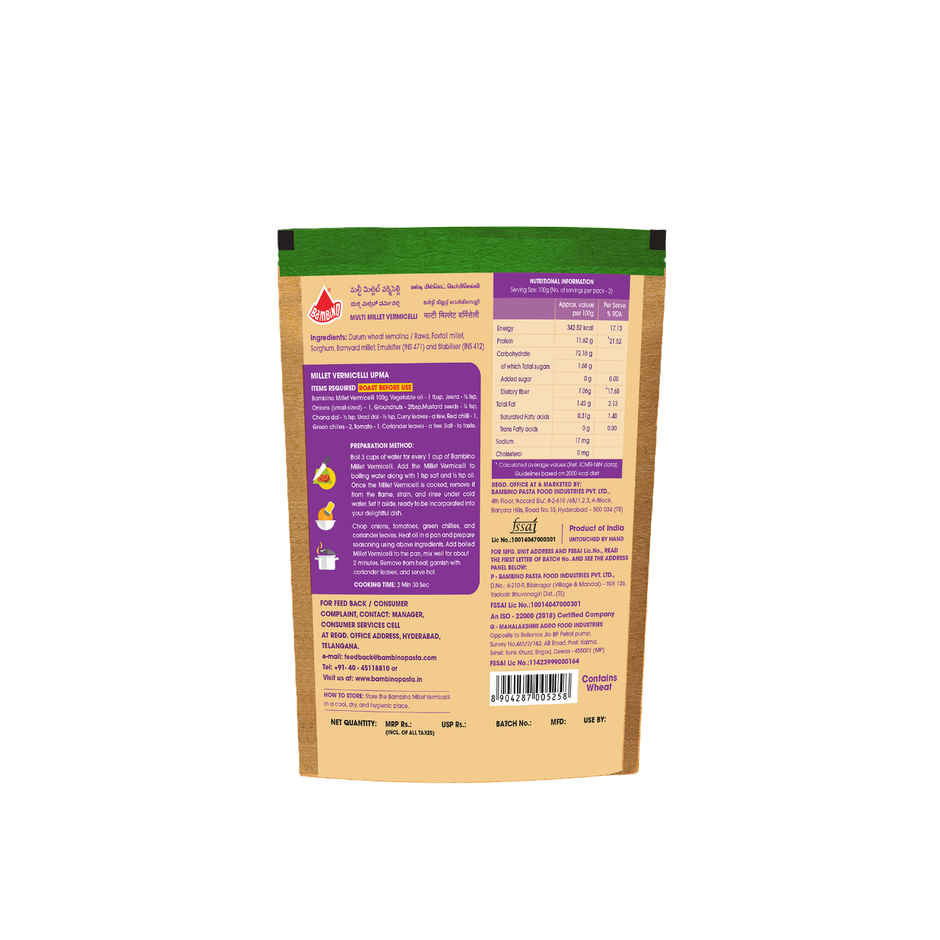 Bambino Multimillet Vermicelli | Cholesterol Free