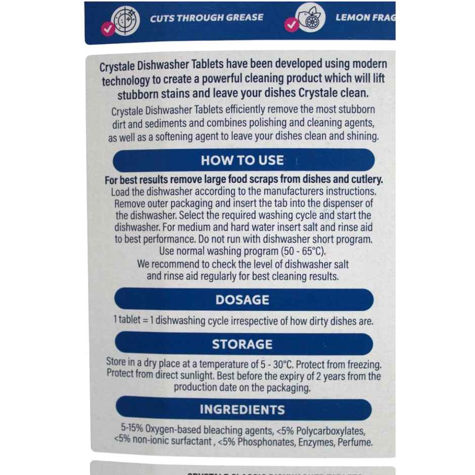Crystale-International Classic Dishwasher Tablets 100s