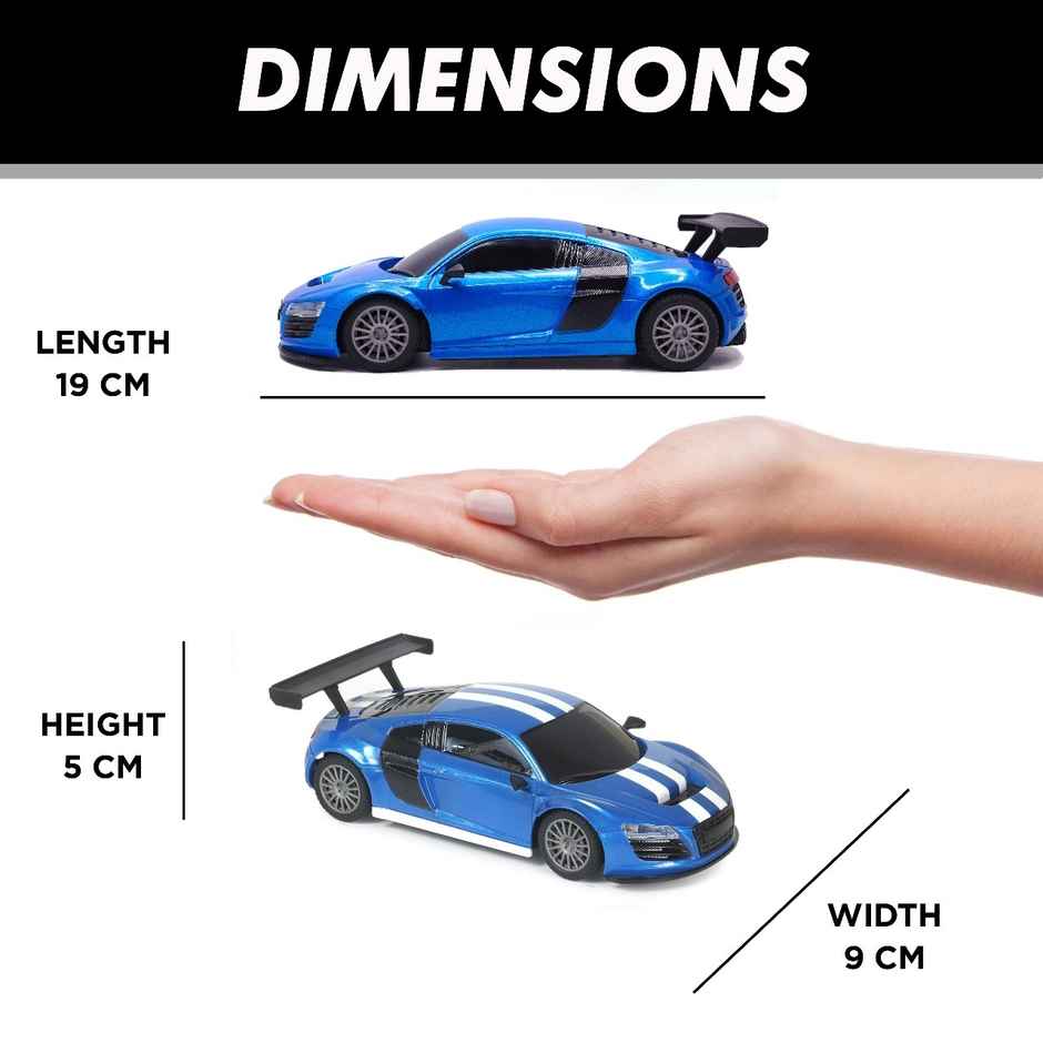 Race N Roll 1:24 Rechargeable Hi Speed Mini Remote Control Car - Aud New Mas Blue & White