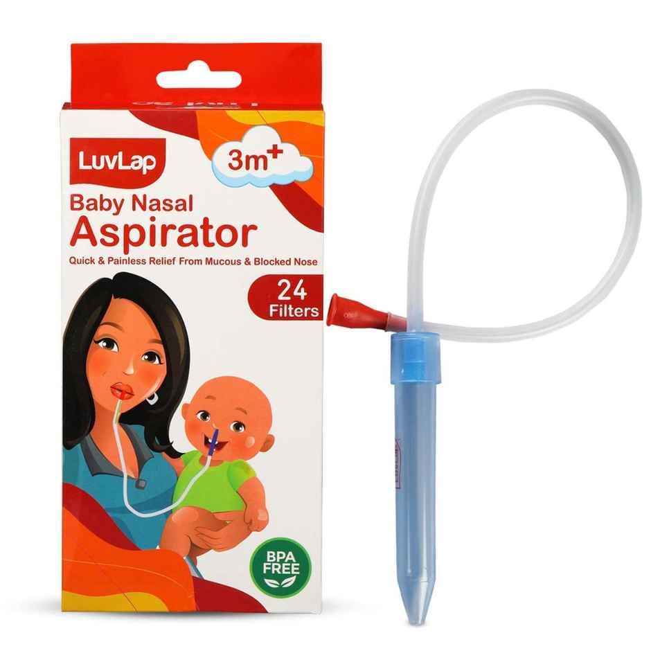 LuvLap Baby Nasal Aspirator 0-5 Years with Snotsucker mechanism (Blue)