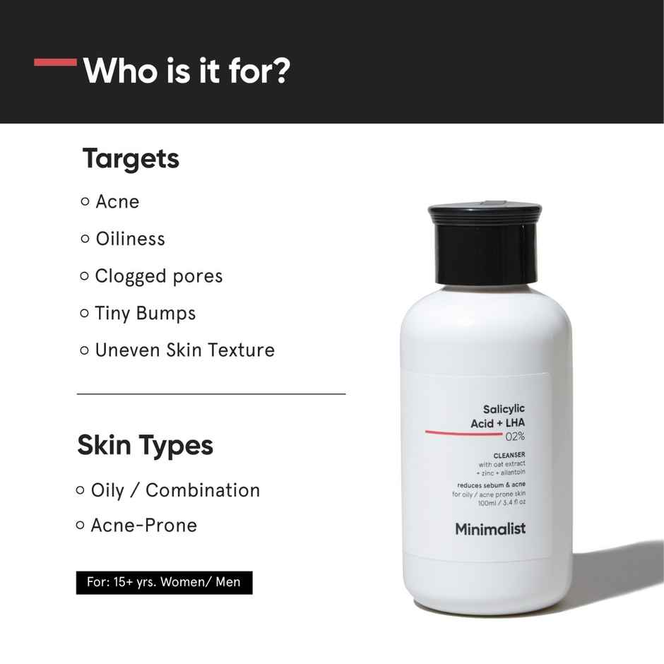 Minimalist Anti-Acne 02% Salicylic Acid + LHA Face Cleanser Face Wash | Combo