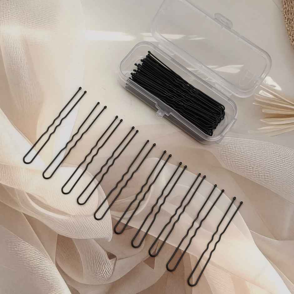 Juda Pins Set in a Plastic Box 60mmfor Girls and Women | Black