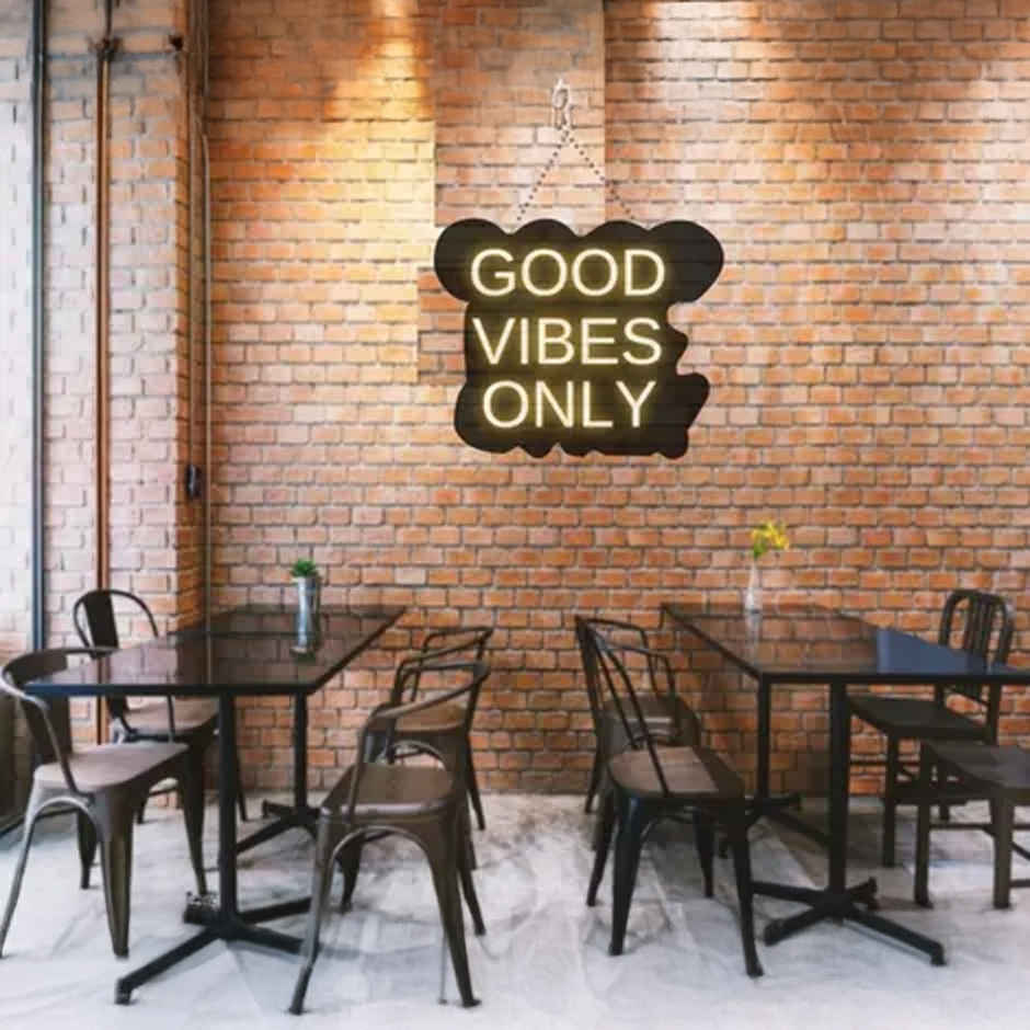 Desidiya Good Vibes Only Neon Sign - LED Decorative Wall Light,Motivational Aesthetic LED