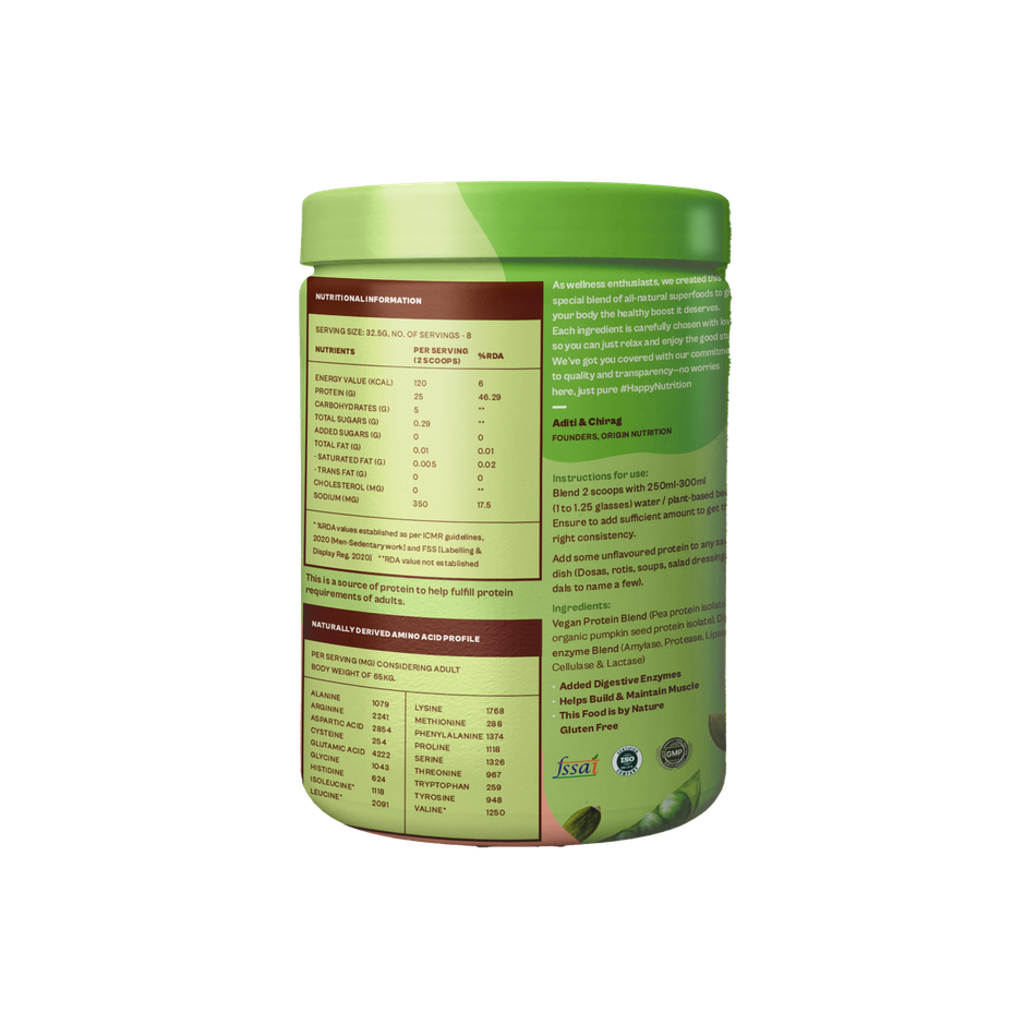 Origin Nutrition Daily Plant Protein Unflavoured- 8 Servings