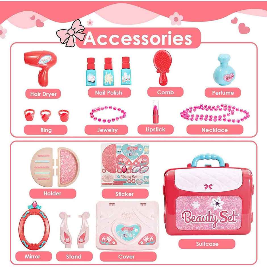 Fablue Portable Beauty Makeup Set for Kids | Convertible Suitcase Fashion Set With Accessories