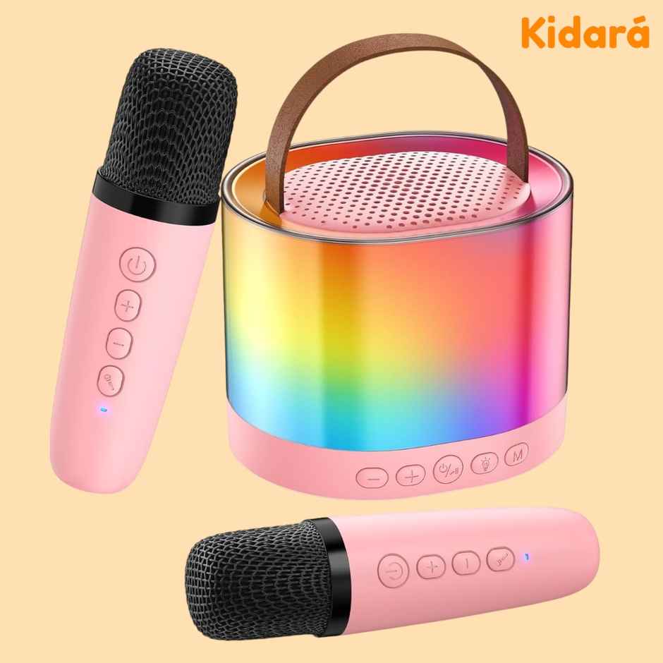 Kidara Glow Tune Karaoke Speaker With 2 Mics | Lights Bluetooth | Gift For Kids 3+ | Multicolor