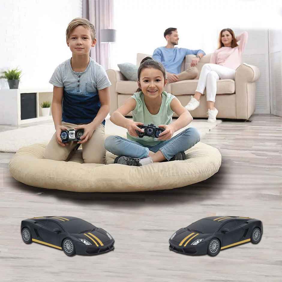 Race N Roll 1:24 Rechargeable Hi Speed Mini Remote Control Car - Lam Black Mat With Gold Strips