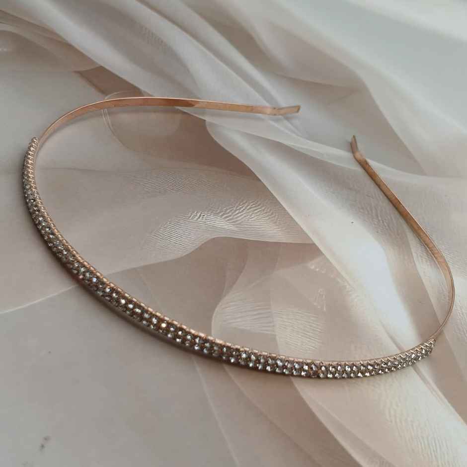 The Opal Factory | Diamante Double Line Hair Band for Girls and Women | 1 Pc | Rosegold