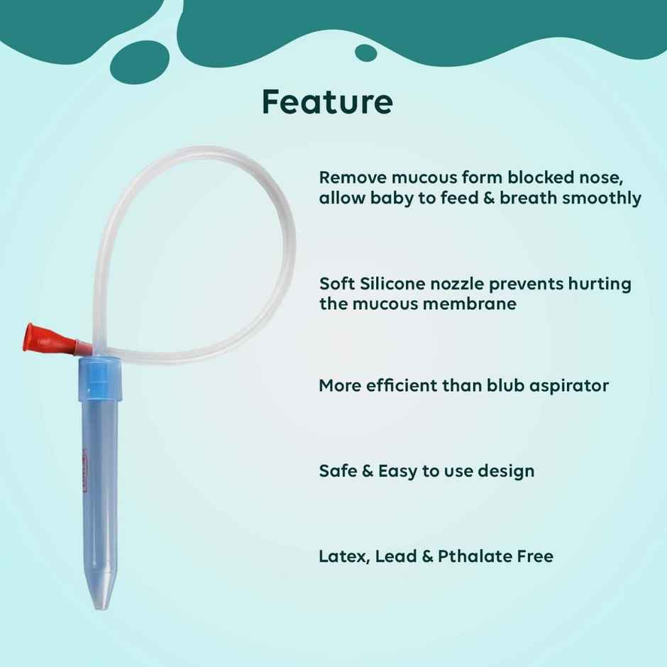 LuvLap Baby Nasal Aspirator 0-5 Years with Snotsucker mechanism (Blue)