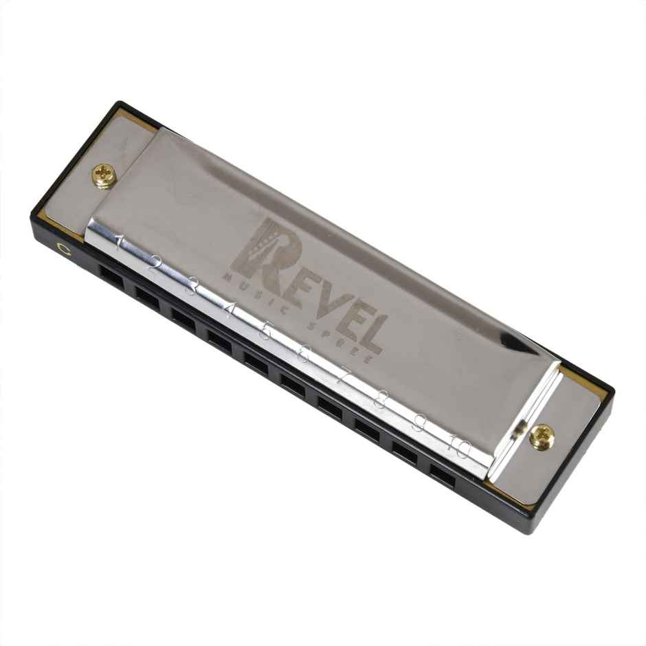 Revel Rvl-Ha01C 10 Hole C Scale Diatonic Blues Mouth Organ Harmonica | Silver