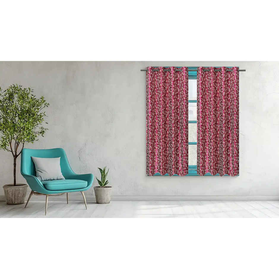 Antzco Maroon Printed Window Curtain 5 ft x 4 ft | Pack of 2 | WC06