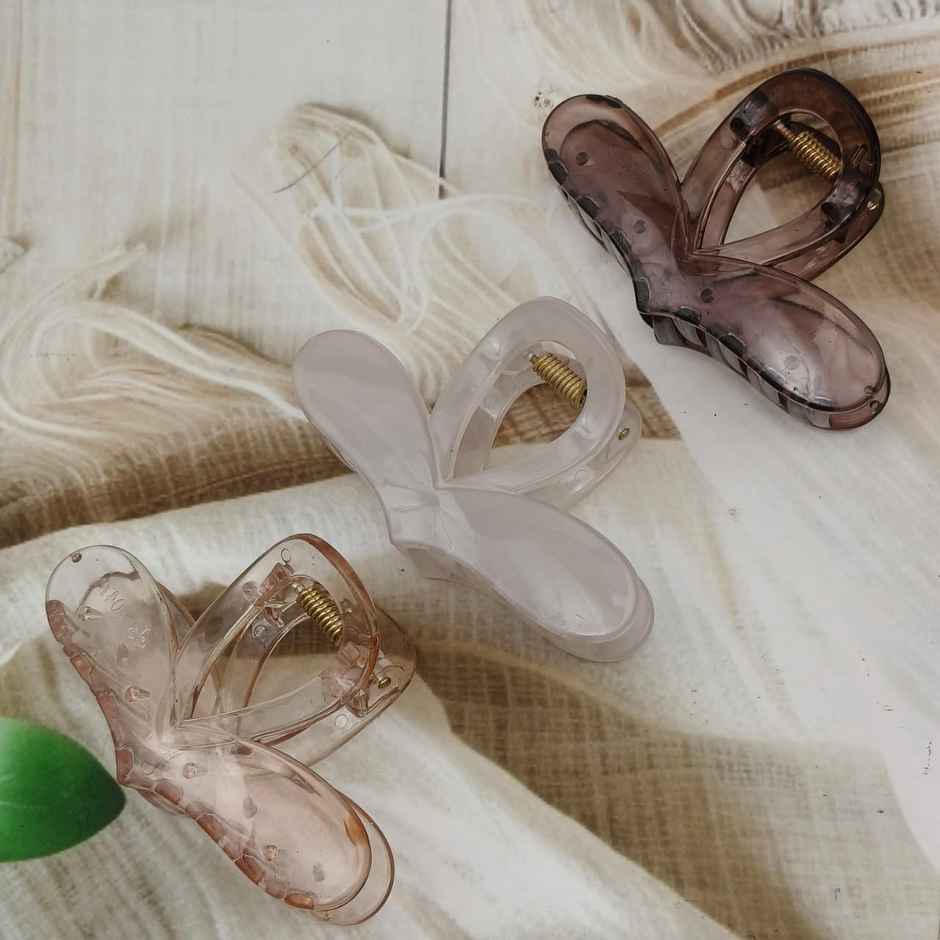 The Opal Factory Hair Accessories | Swan-Shaped Hair Claw Clips | Pack of 3 | Maroon, White, Peach