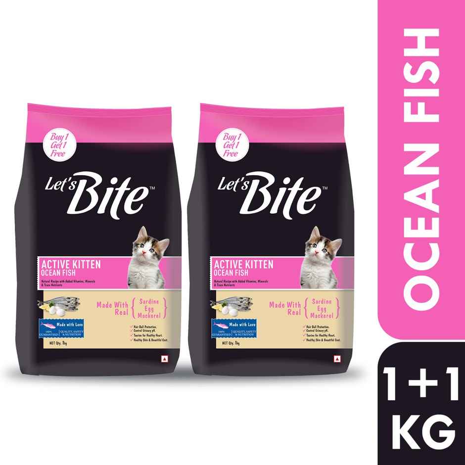 Let's Bite Active Kitten Ocean Fish Dry Cat Food (Buy 1 Get 1 Free)