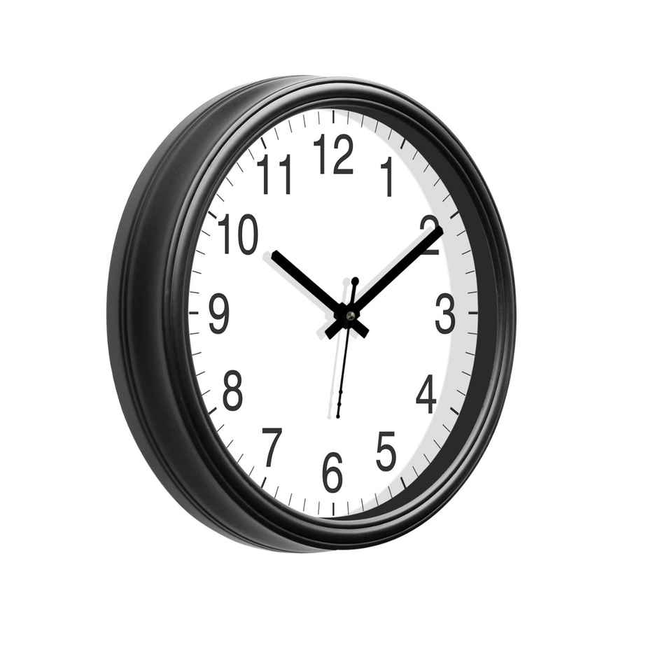 Homeharmony 12 Inch Modern Plastic Stylish Non Ticking Silent Analog Wall Clock - White and Black