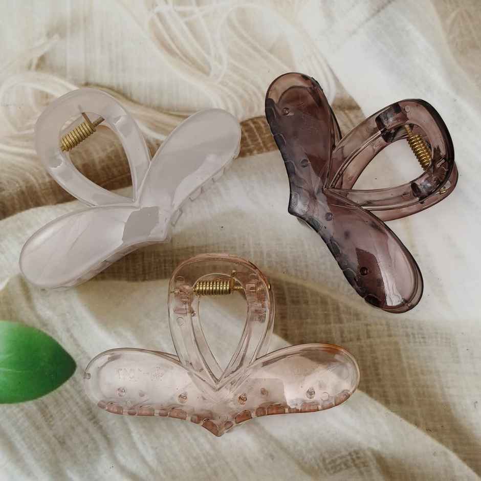 The Opal Factory Hair Accessories | Swan-Shaped Hair Claw Clips | Pack of 3 | Maroon, White, Peach