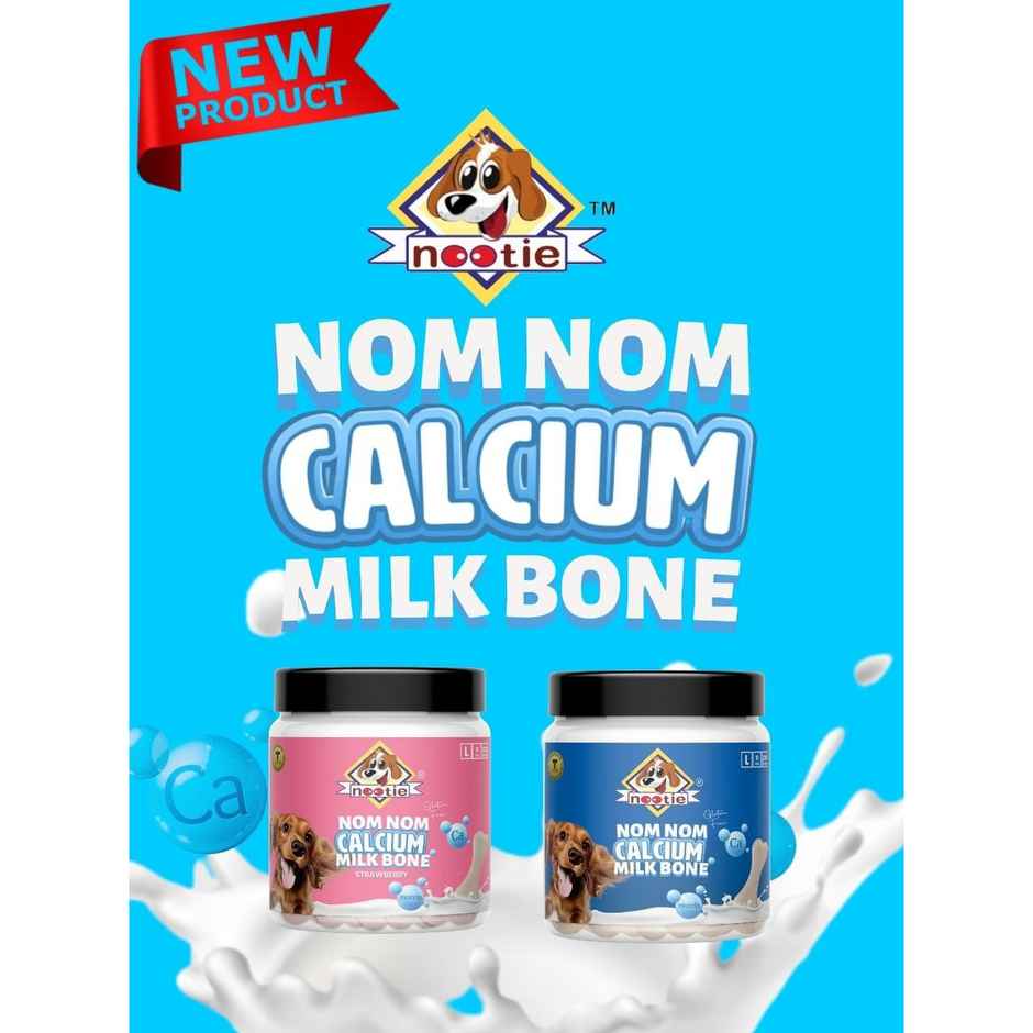 Nootie Nom Nom Calcium Milk Bone Stawberry Flavour - Large