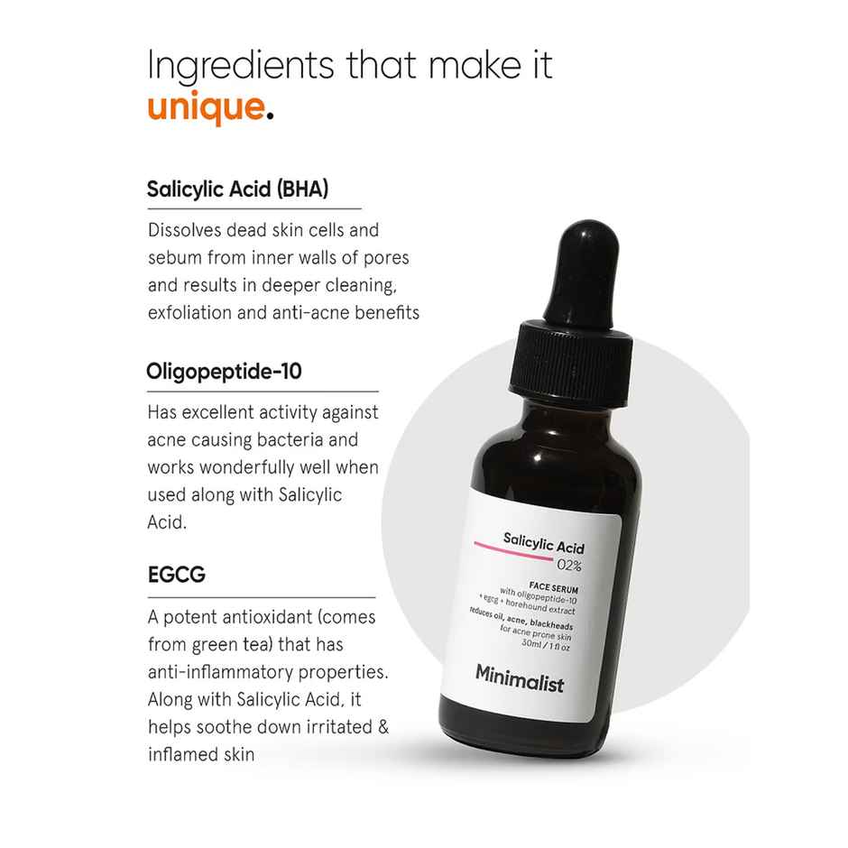 Minimalist Salicylic Acid 2% For Acne Backheads And Oil Control Serum For Men & Women