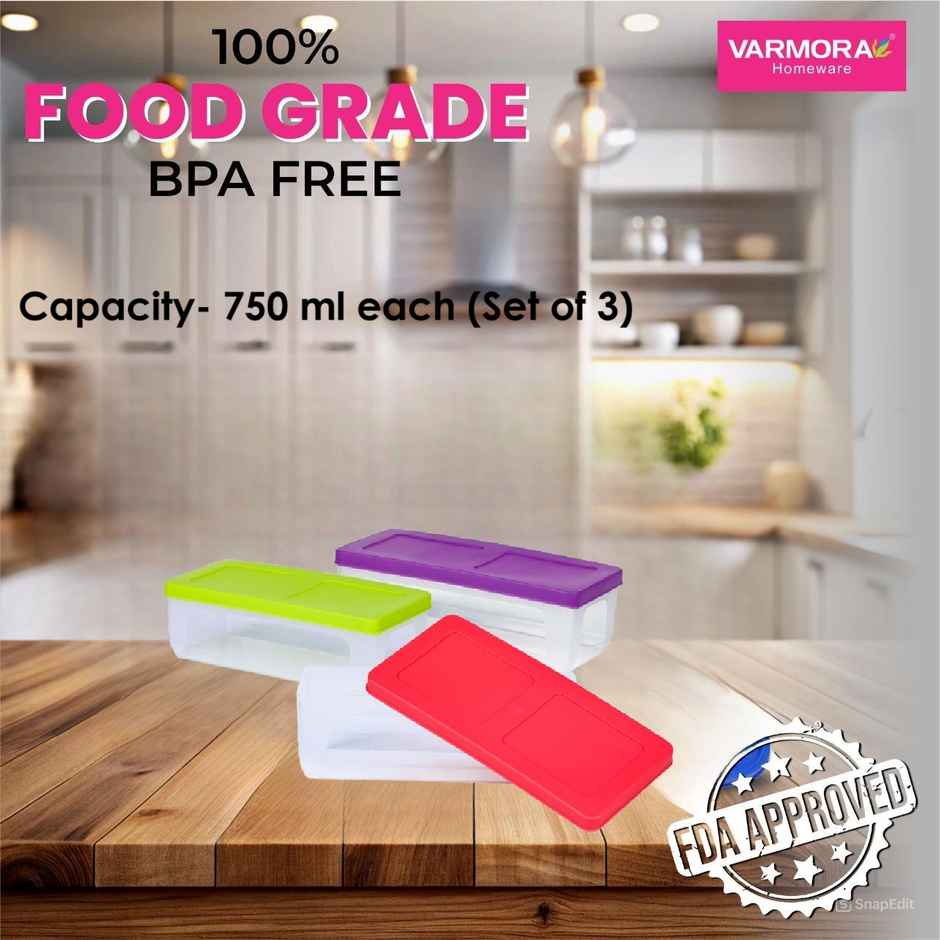 Varmora Multi Utility Plastic Storage Boxes - Set of 3 (Colour May Vary)