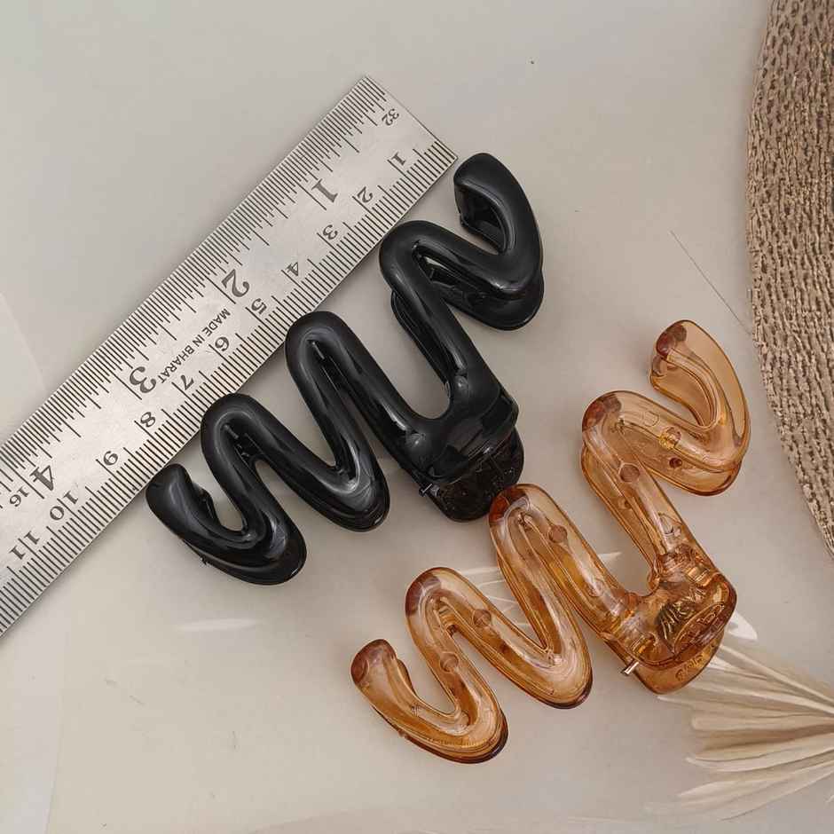 Zig Zag Claw Clip Mediumfor Girls and Women - Black and Brown