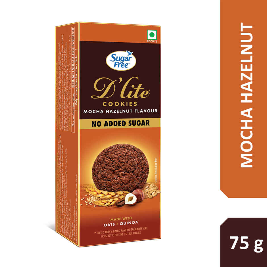 Sugar Free D'lite Mocha Hazelnut Flavour Cookies | Zero Added Sugar | Made With Oats & Quinoa