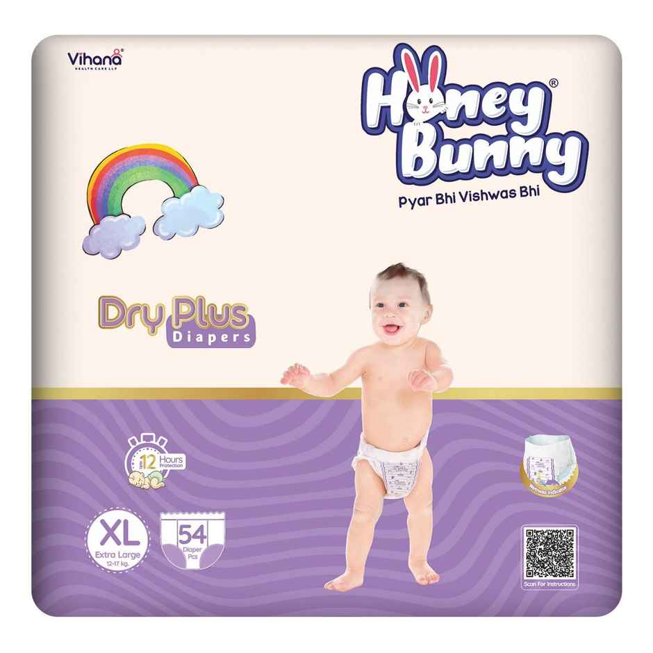 Honey Bunny Super Soft Dry Plus Pant Style Diaper | XL | 54 pcs
