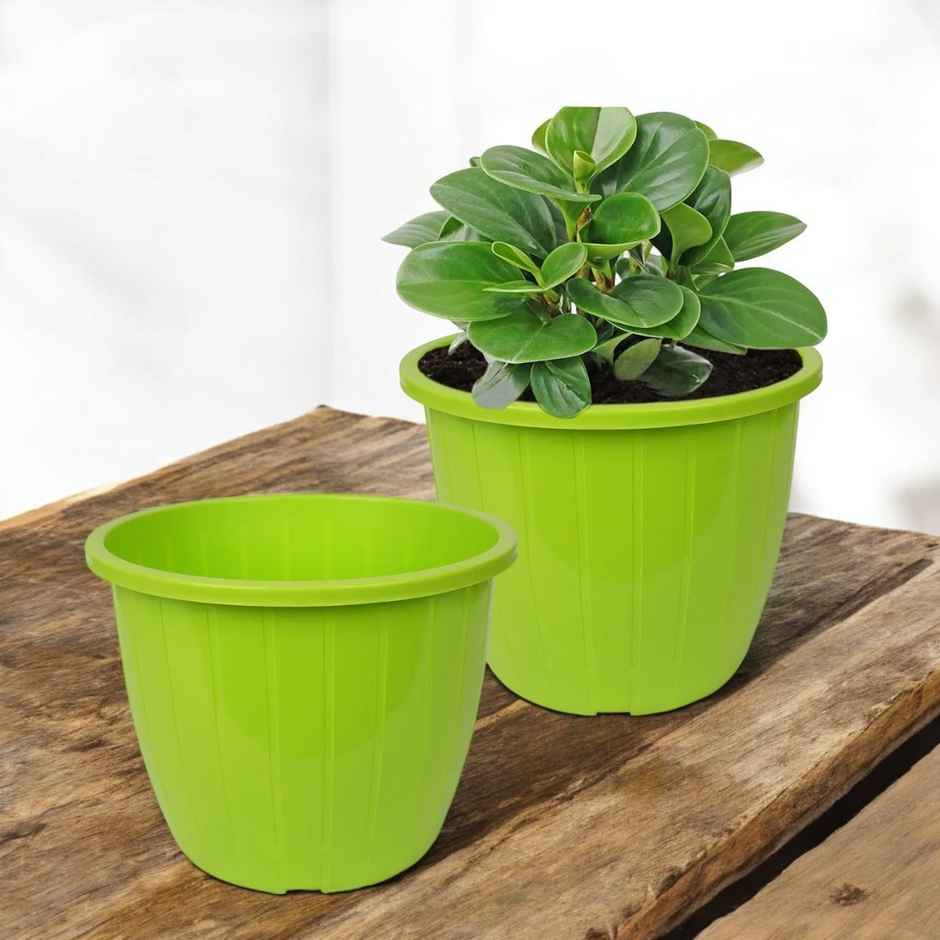Kuber Industries Plastic Flower Pots | 8 Inch | Indoor & Outdoor | Green