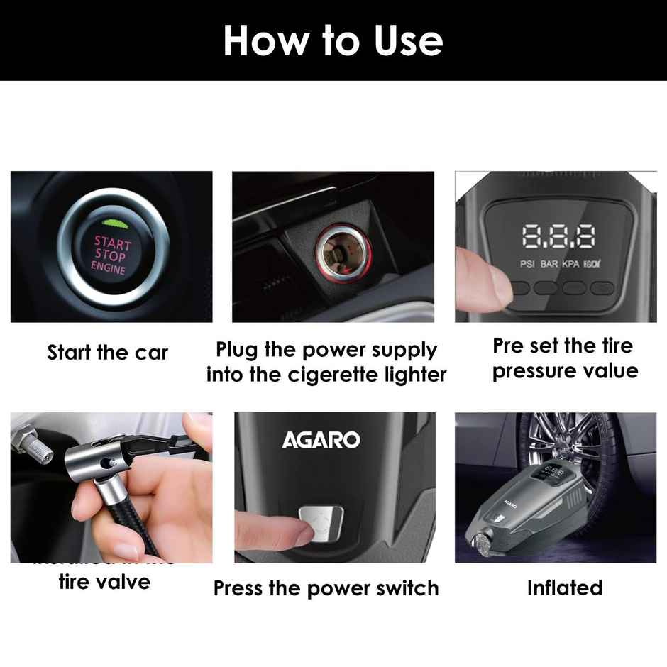 Agaro Primo Digital Tyre Inflator 120 W