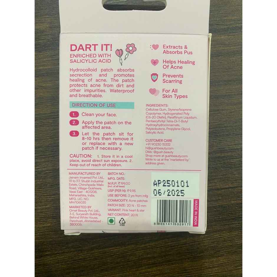 Gush Beauty Dart It Pimple Patches | Pink Hearts & Stars | Heals Acne | Zits & Blemishes