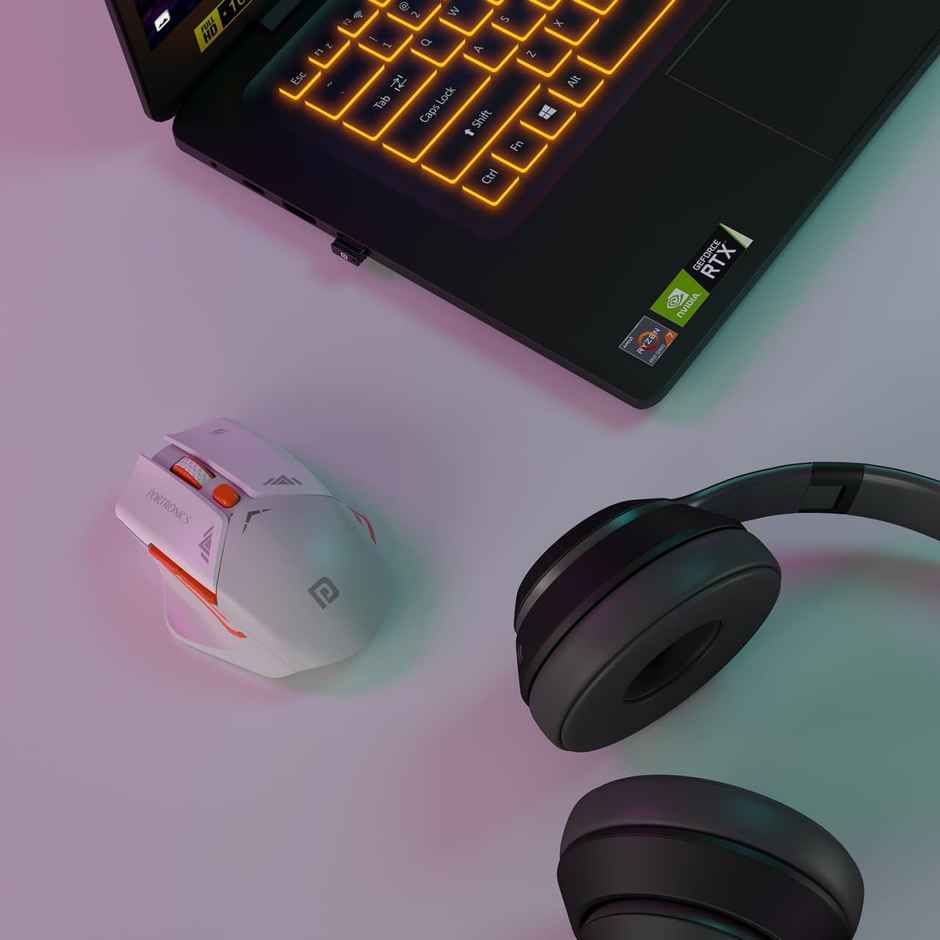 Portronics Vader Pro Wireless Gaming Mouse with 2.4 GHz Receiver | 6 Buttons - Stone Grey