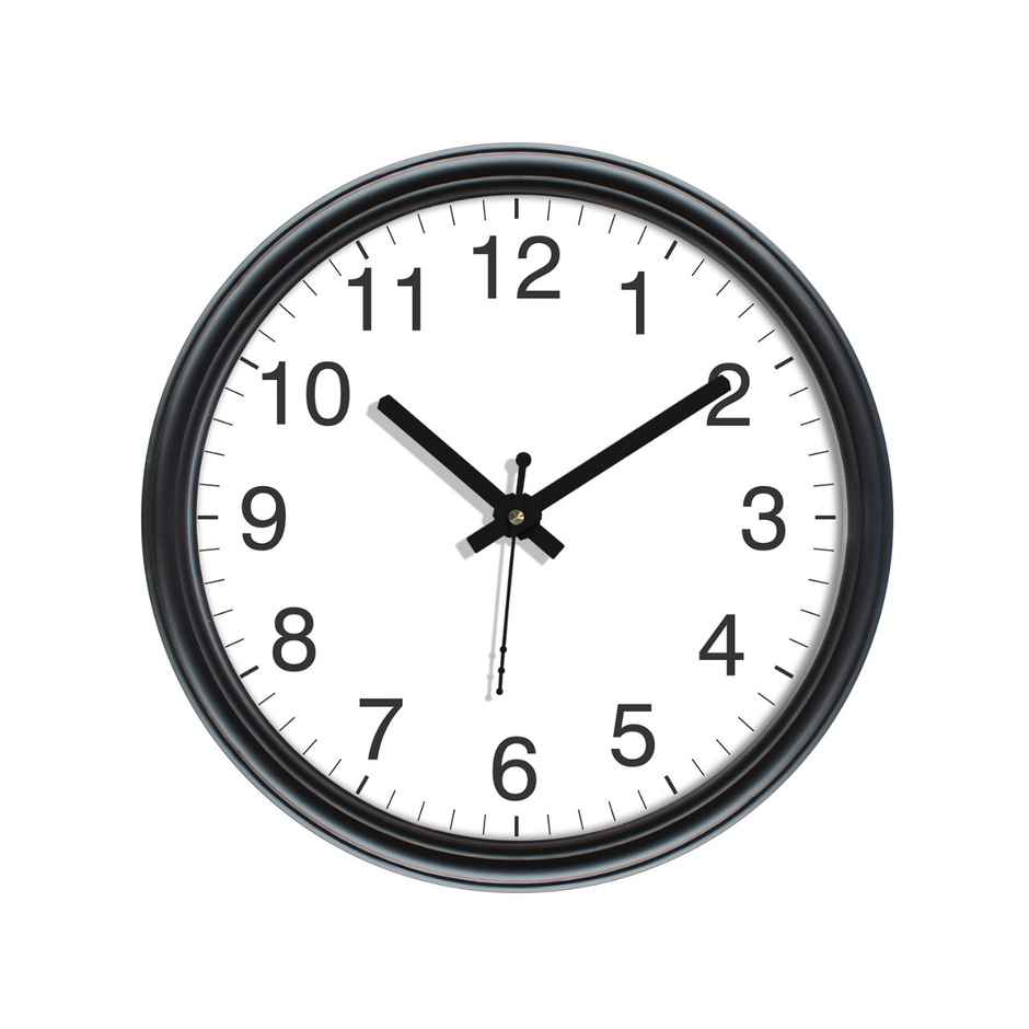 Homeharmony 12 Inch Modern Plastic Stylish Non Ticking Silent Analog Wall Clock - White and Black