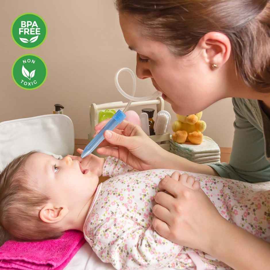 LuvLap Baby Nasal Aspirator 0-5 Years with Snotsucker mechanism (Blue)