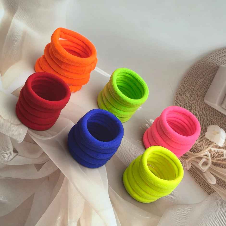 The Opal Factory Hair Accessories | Elastic Bands for Girls | Set of 30 | Small | Neon Multi